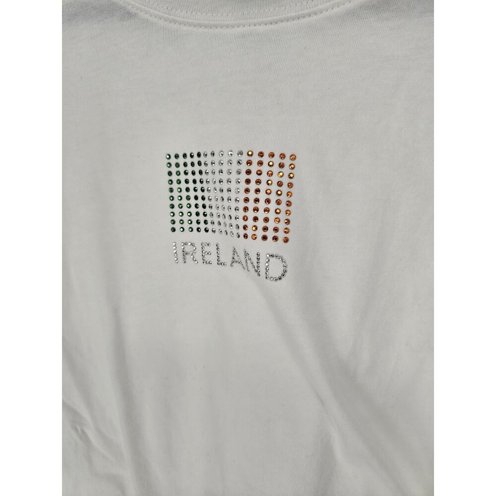 Vintage Y2K Women Sz XXL Short Sleeve T Shirt Ireland Flag Bling St Patricks Day - Picture 2 of 5